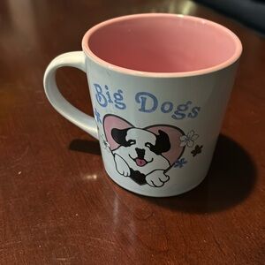 Big Dogs black and white dog ceramic coffee mug with pink interior